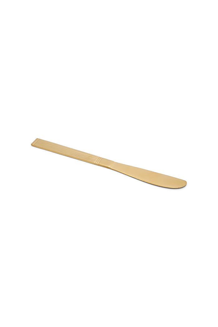 Redtag-Gold-Dinner-Knife-Striped-Finish-Set-(2-Piece)-Category:Knives,-Colour:Gold,-Deals:New-In,-Dept:Home,-Filter:Home-Dining,-HMW-DIN-Cutlery,-New-In-HMW-DIN,-Non-Sale,-Section:Homewares,-W22B-Home-Dining-