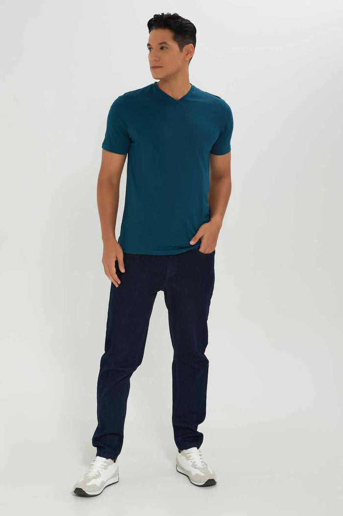 Redtag-Men-Teal-V-Neck-T-Shirt-Category:T-Shirts,-Colour:Teal,-Deals:New-In,-Dept:Menswear,-Filter:Men's-Clothing,-Men-T-Shirts,-New-In-Men-APL,-Non-Sale,-S23A,-Section:Men,-TBL-Men's-