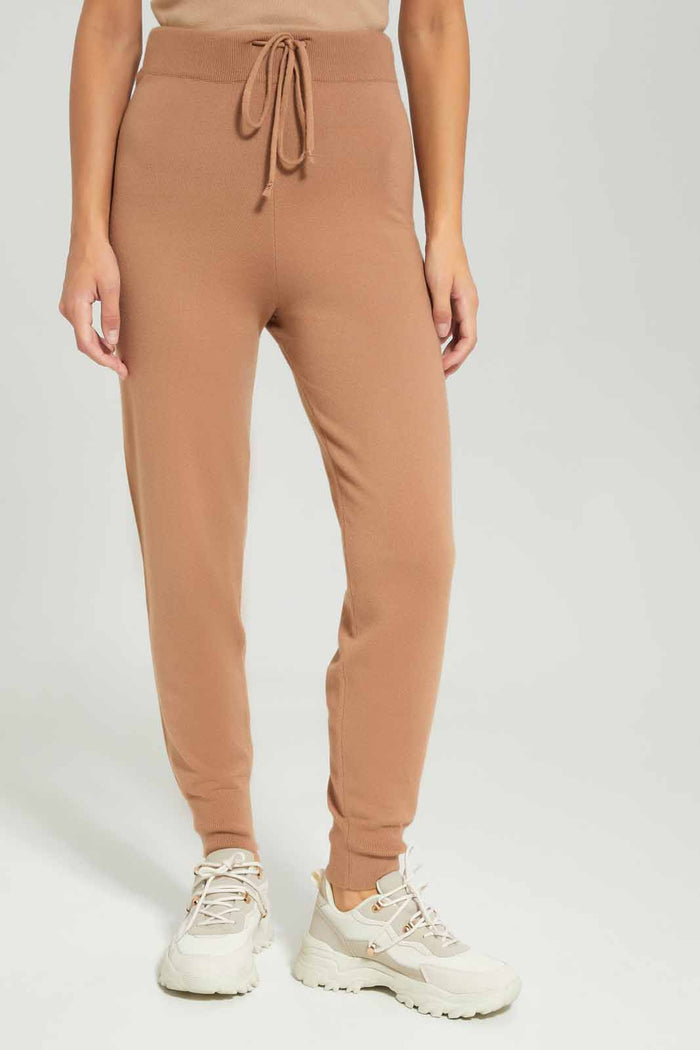 Redtag-Women-Sand-Knitted-Jogger-Category:Trousers,-Colour:Sand,-Deals:New-In,-Dept:Ladieswear,-Filter:Women's-Clothing,-LDC,-LDC-Trousers,-New-In-LDC-APL,-Non-Sale,-S23A,-Section:Women,-TBL-Women's-