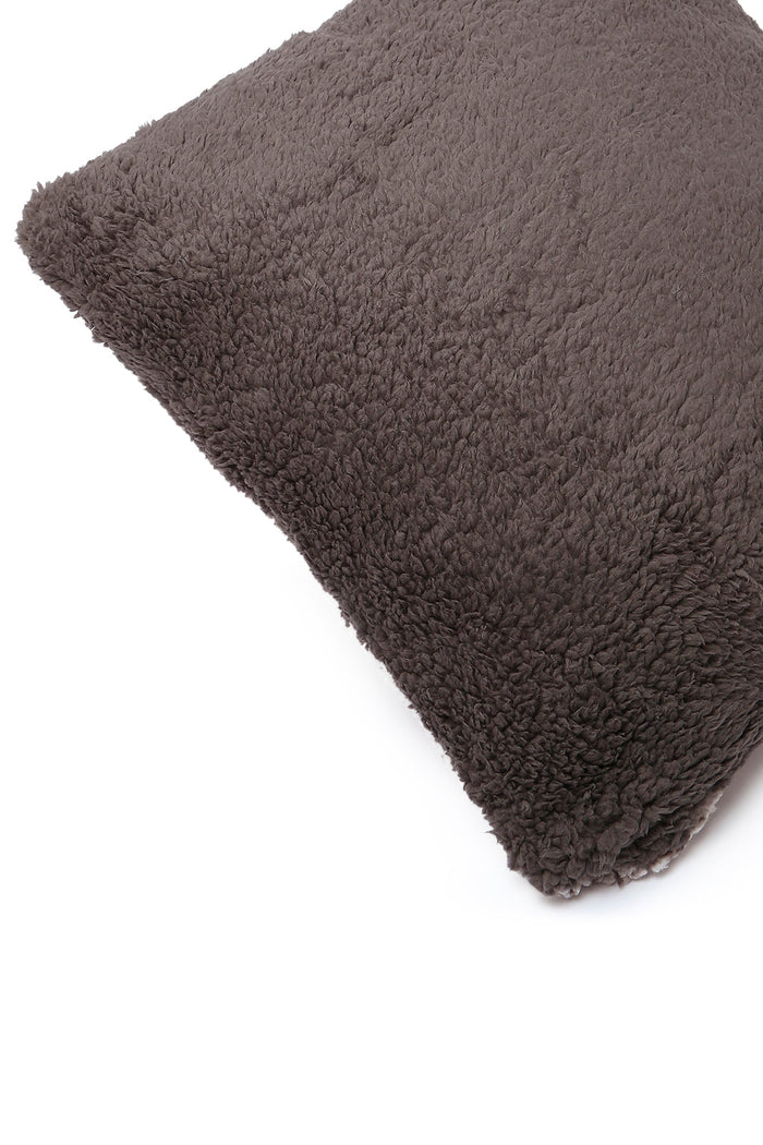 Redtag-Grey/White-Fur-Cushion-Category:Cushions,-Colour:Grey,-Deals:New-In,-Dept:Home,-Filter:Home-Bedroom,-HMW-BED-Cushions,-New-In-HMW-BED,-Non-Sale,-S23A,-Section:Homewares-Home-Bedroom-