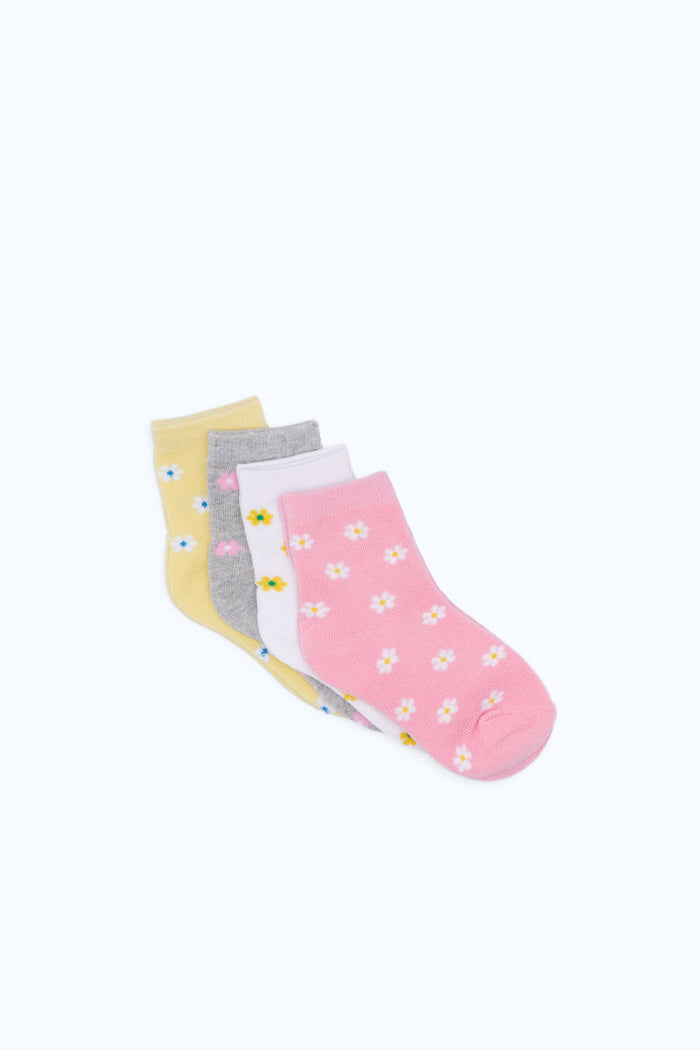 Redtag-4-Pc-Pack-Ankle-Length-Socks---Assorted-Flower-Design-365,-Category:Socks,-Colour:Assorted,-Deals:New-In,-Filter:Girls-(2-to-8-Yrs),-GIR-Socks,-H1:KWR,-H2:GIR,-H3:HOS,-H4:SKS,-New-In-GIR,-Non-Sale,-ProductType:Full-Length-Socks,-Season:365365,-Section:Girls-(0-to-14Yrs)-Girls-2 to 8 Years