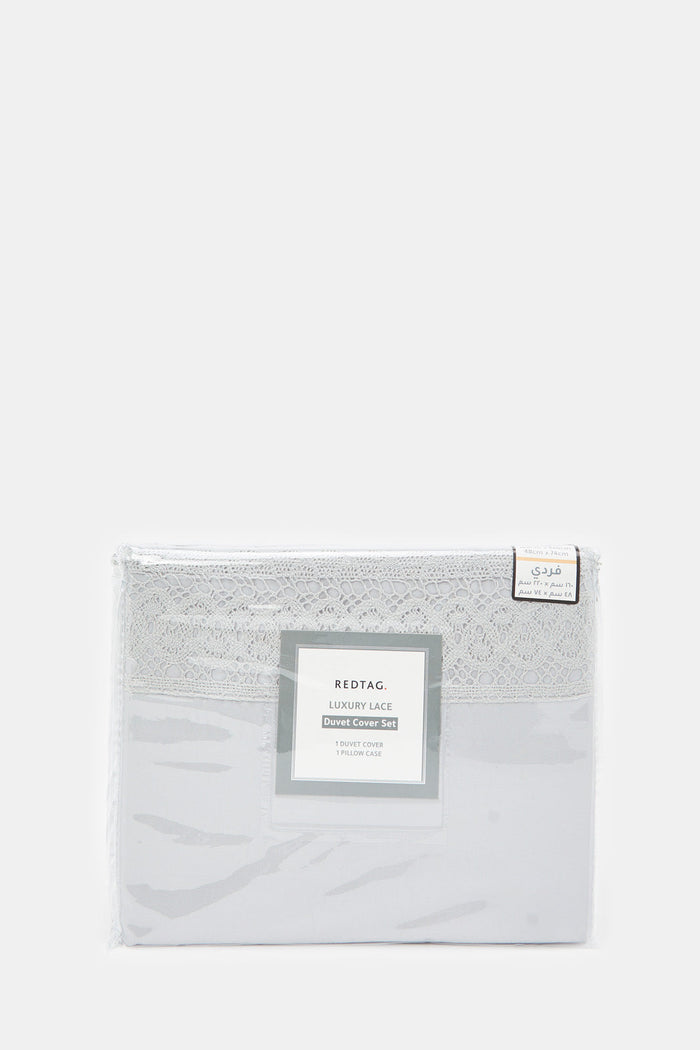 Redtag-Grey-2-Piece-Lace-Trim-Duvet-Cover-Set-(Single-Size)-Category:Duvet-Covers,-Colour:Grey,-Deals:New-In,-Filter:Home-Bedroom,-H1:HMW,-H2:BED,-H3:BLN,-H4:DVC,-HMW-BED-Duvet-Covers,-HMWBEDBLNDVC,-New-In-HMW-BED,-Non-Sale,-ProductType:Duvet-Covers-Single-Size,-Season:W23A,-Section:Homewares,-W23A-Home-Bedroom-