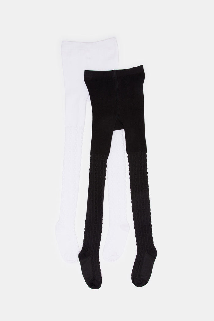 Redtag-2-Pc-Pack-Stockings-Black-And-White-365,-Category:Tights,-Colour:Assorted,-Deals:New-In,-Filter:Girls-(2-to-8-Yrs),-GIR-Tights,-H1:KWR,-H2:GIR,-H3:IMP,-H4:TAS,-New-In-GIR,-Non-Sale,-ProductType:Tights-&-Stockings,-Season:365365,-Section:Girls-(0-to-14Yrs)-Girls-2 to 8 Years